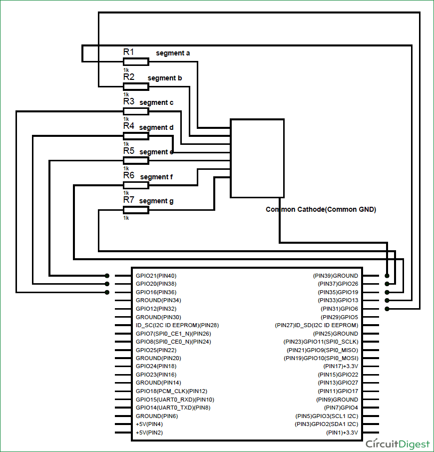 Raspberry Pi 7 Segment Display Circuit Diagram