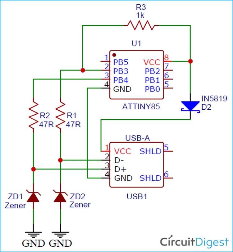 ATtiny Programmer Circuit Diagram