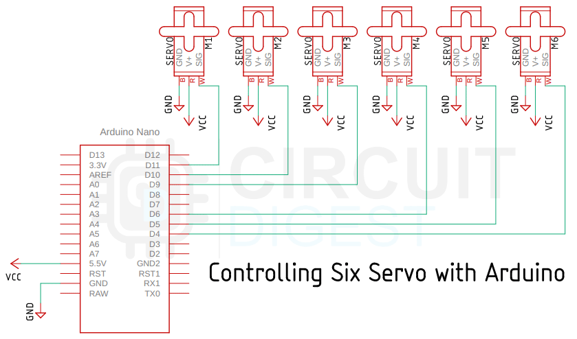 Arduino based 3D Printed Animatronic Eye Circuit Connection