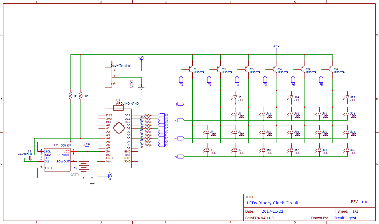 Binary Clock Circuit Diagram