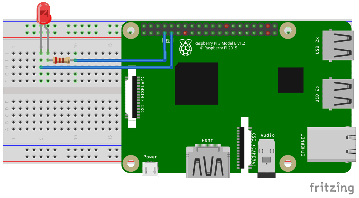 Circuit Diagram for Controlling an LED with Node.js Webserver