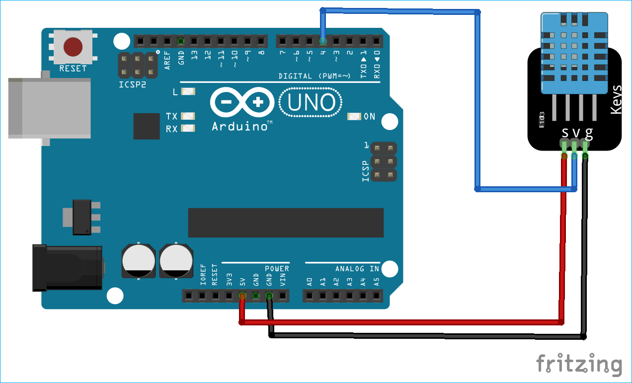 Circuit Diagram for Plotting DHT11 Sensor readings on MATLAB