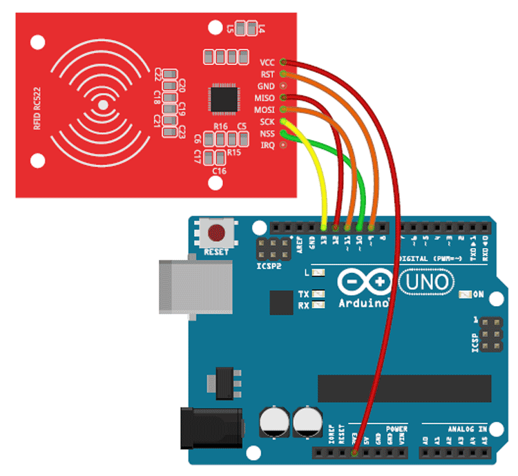 Arduino RFID RC522 Module Circuit Diagram