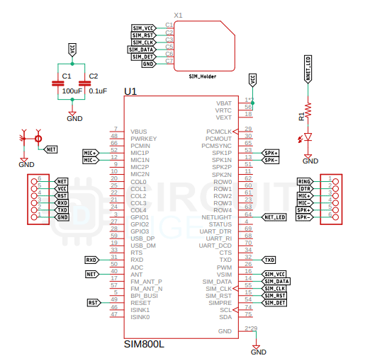 SIM800L GSM Module Schematic