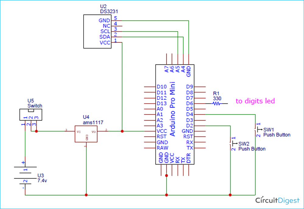 Ten Segment Rainbow Clock Circuit Diagram