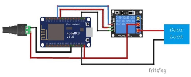 Circuit Diagram for Smart Phone controlled Biometric Door Lock