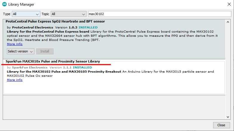 Arduino MAX30102 Library