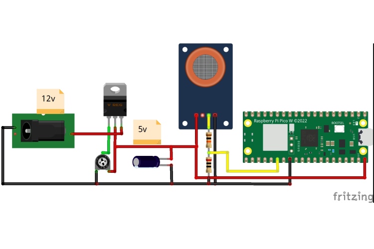 Circuit Diagram of Air Quality Monitoring System