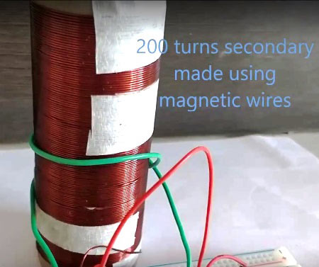 Secondary coil winding for mini tesla coil 9v