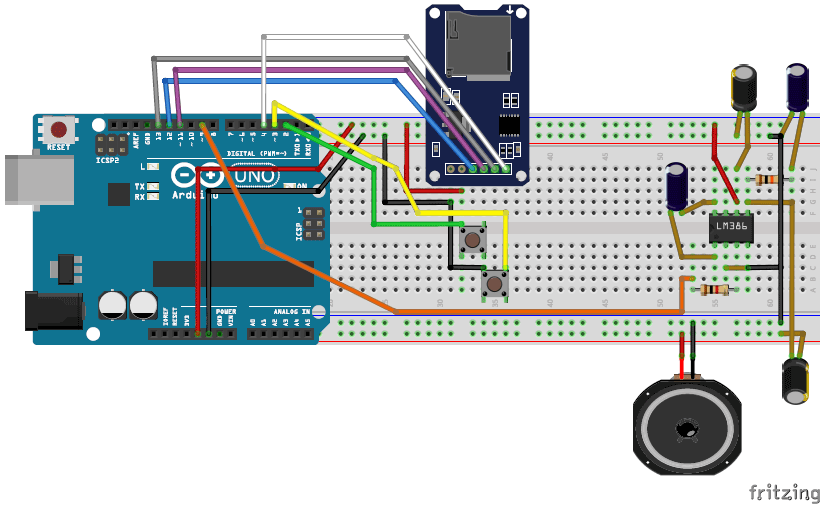 Simple Arduino music Player fritzing breadboard image