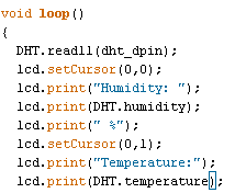 Humidity and Temperature value program