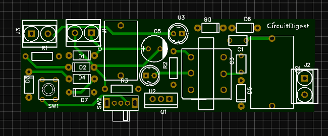 photo view of stun gun circuit pcb from easyeda