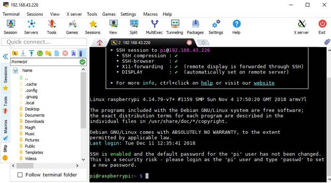 Access Pi using Pi Terminal