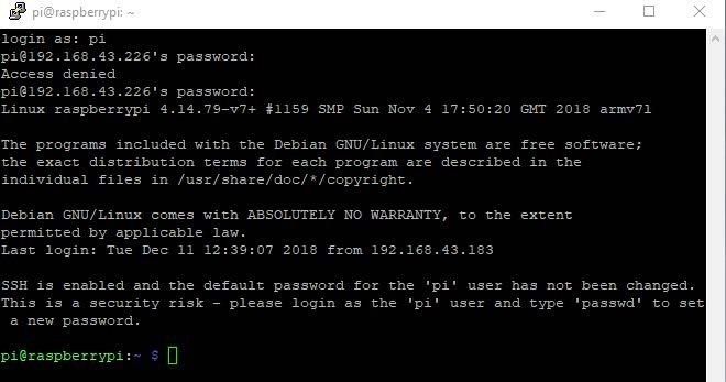 Control Pi Terminal using Putty