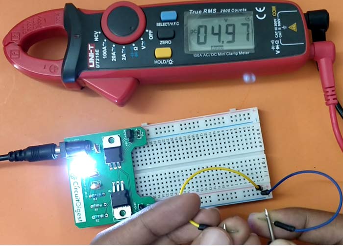 DIY Breadboard Power Supply Circuit in action