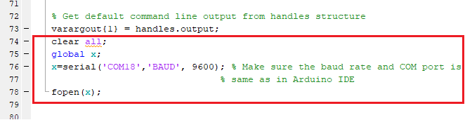 Initializing Arduino and Opening Serial using MATLAB