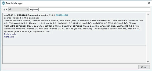 Install library for ESP8266