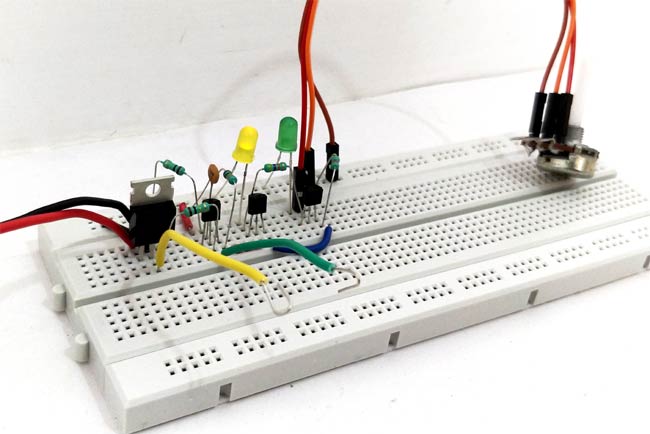 Lie Detector Circuit on breadboard