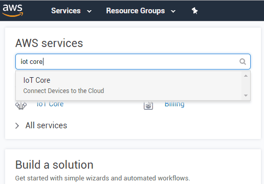 Open AWS IOT console