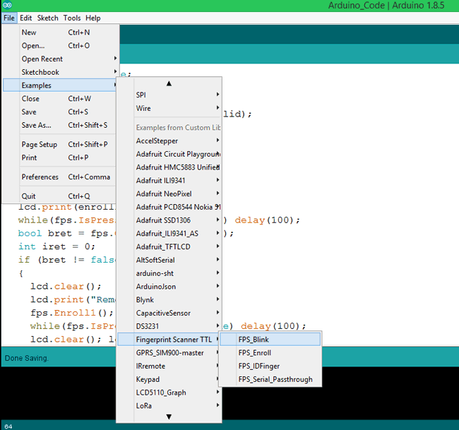 Arduino with GT511C3 Finger Print Sensor