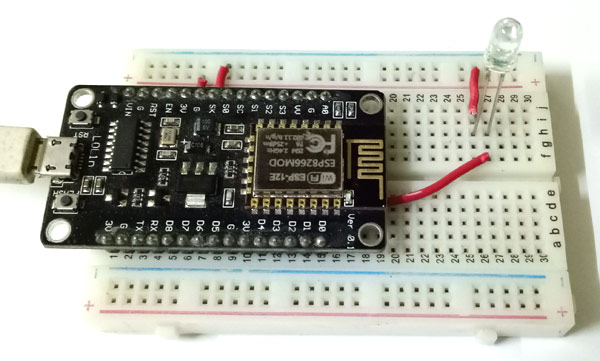 Circuit Hardware for Controlling LED via NodeMCU Webserver