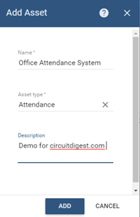 Creating an Asset on Thingsboard for Biometric Attendance System