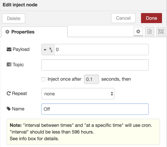 Edit Second Button for Flow in Node-RED