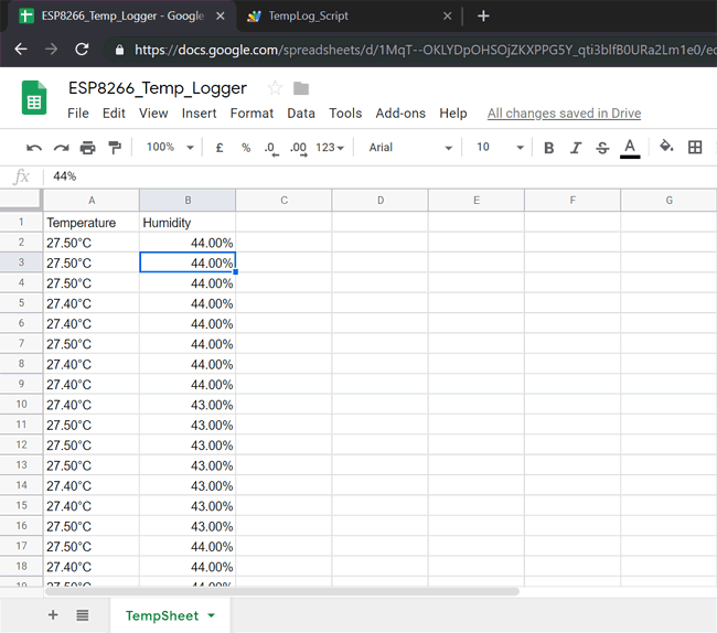 Getting Temperature Data on Google Sheet