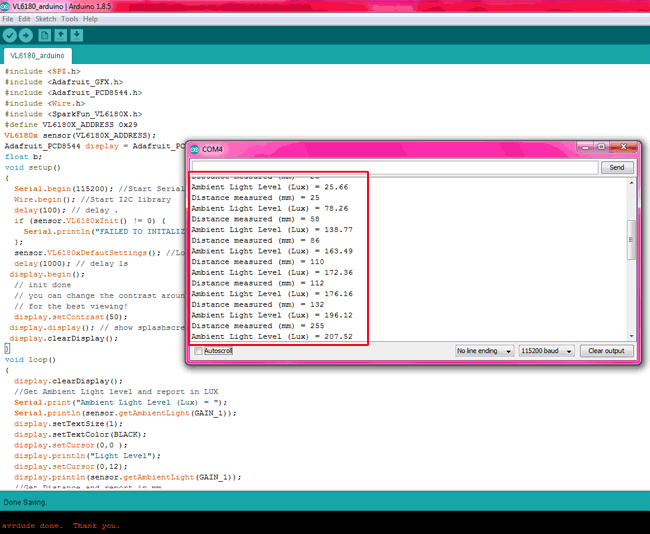 Interfacing VL6180 ToF Range Finder Sensor with Arduino