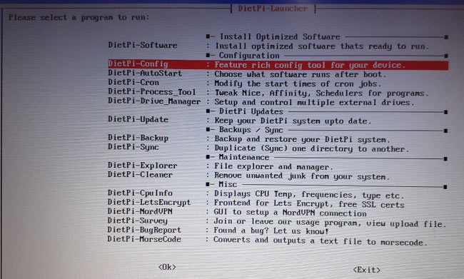 Launch Diet Pi on Raspberry Pi