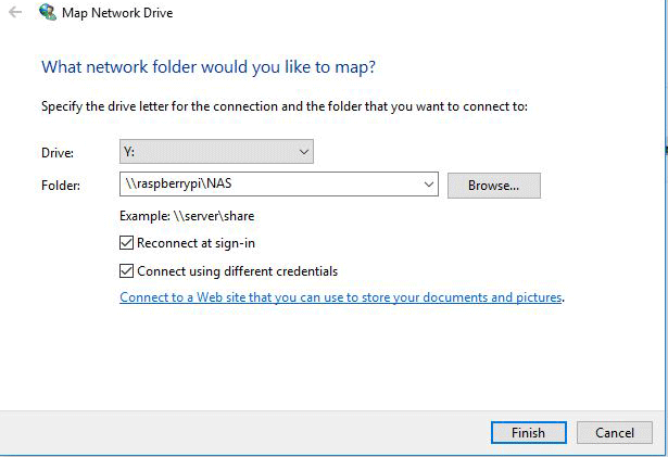 Mapping Windows to Raspberry NAS