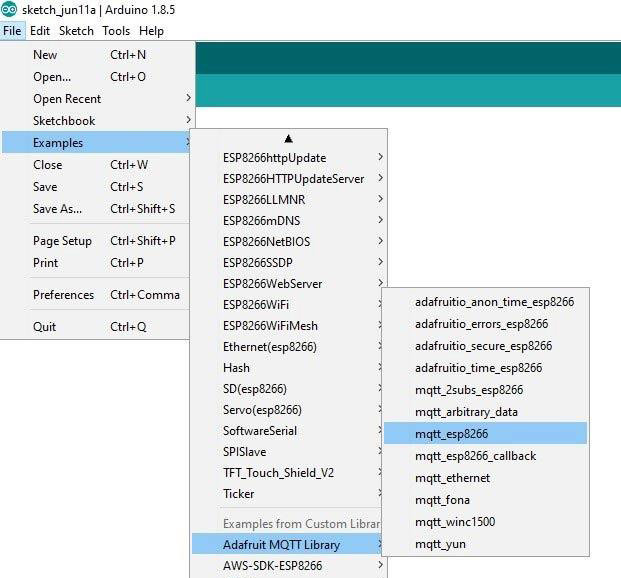 Open MQTT ESP8266 Example on Arduino IDE