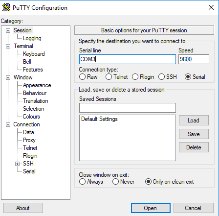 Set up PUTTY for designing Webserver using ESP8266