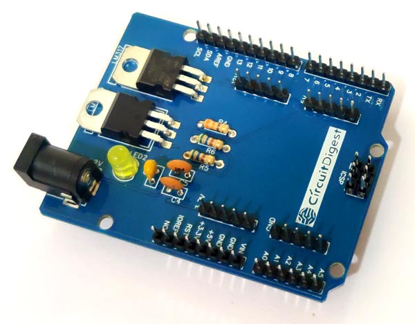 Soldered Arduino Power Supply Shield PCB