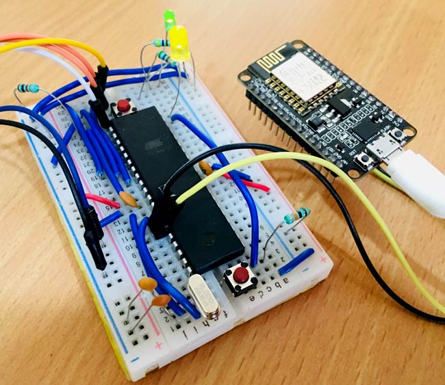 Testing ESP8266 NodeMCU with AVR Microcontroller ATmega16