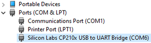 Allocated Port for NodeMCU Board 