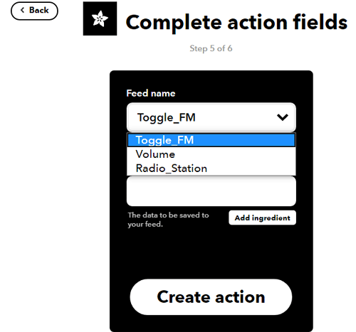 IFTTT Action Field