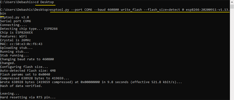 Installing MicroPython Binary on to the NodemCU