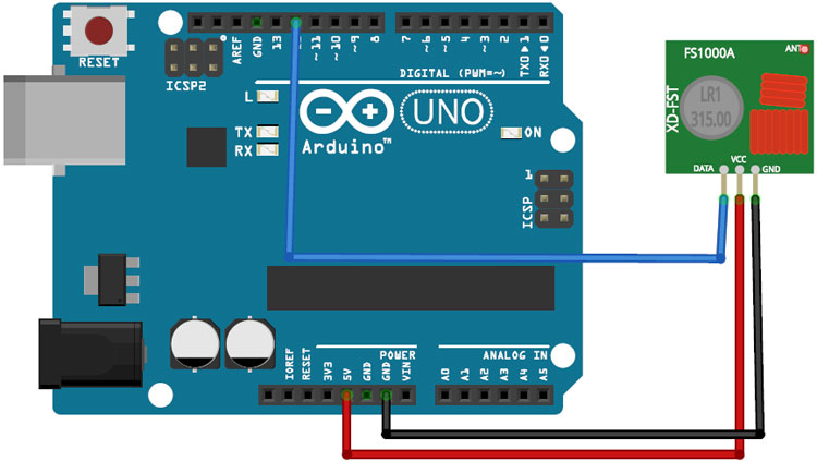 Arduino Smart Restaurant RF Transmitter Circuit Diagram