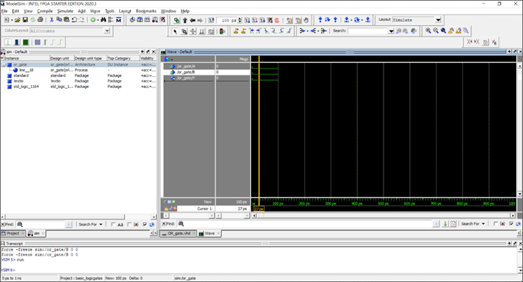 Implementation of AND Gate in ModelSim