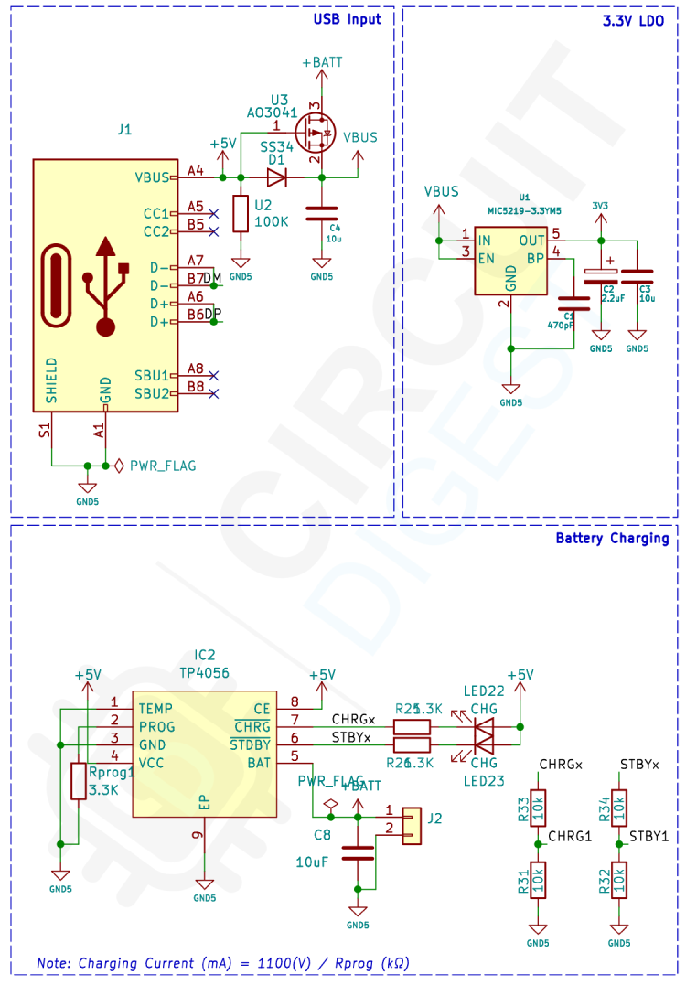 Smart LED Dice Schematics Power Section