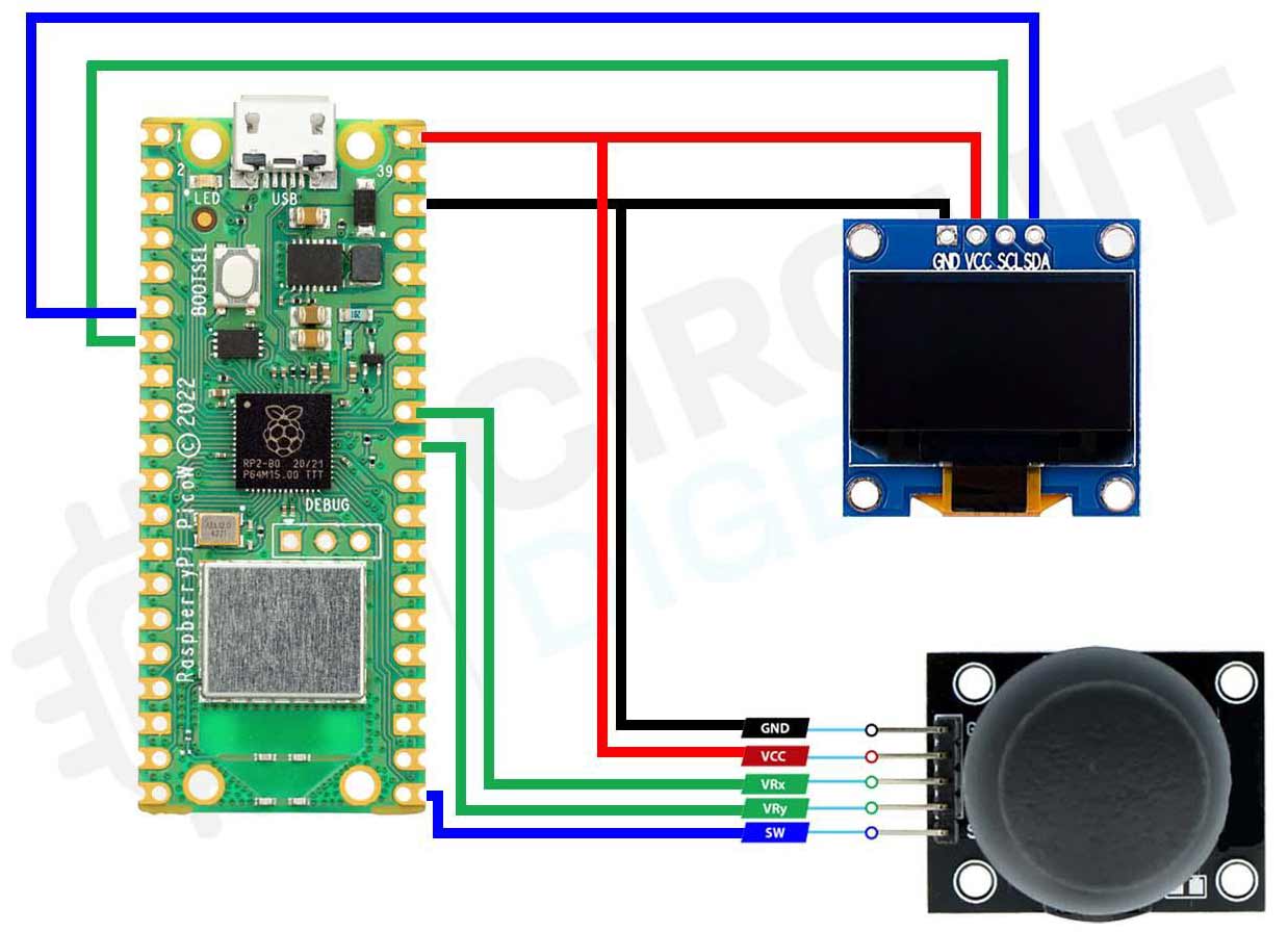 Circuit Diagram for Pico W with Joystick and OLED