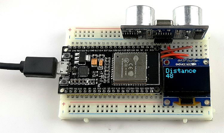 ESP32 with HC-SR04 Ultrasonic Sensor Circuit