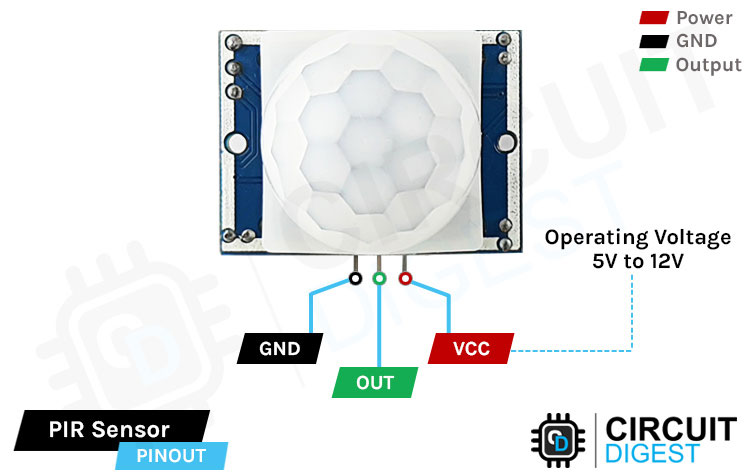 HC-SR501 PIR Sensor Module Pinout