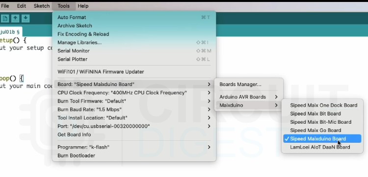 Maixduino with Arduino Ide 