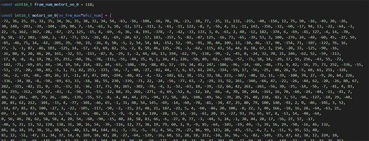 MFCC Code Array