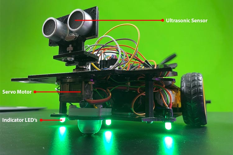 components of Obstacle Avoiding Car Using Arduino