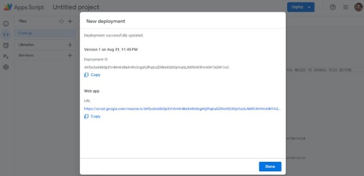 googl new script deployment screenshot