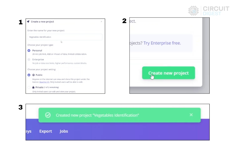 Procedures for Creating a New Project in EdgeImpluse