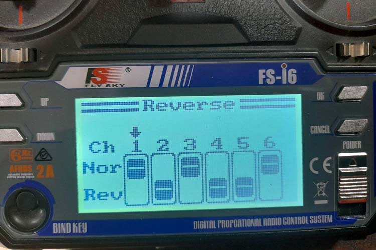 FS-i6 Transmitter Tuning Channel with Reverse Option